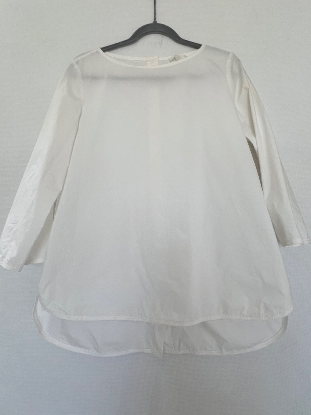 COS White Minimalist High Low Tunic Blouse Long Cotton Sleeve 8